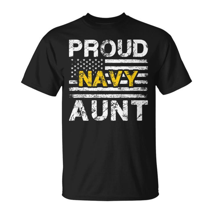 Proud Navy Aunt Us Flag Family Military Appreciation Graphic Unisex T-Shirt
