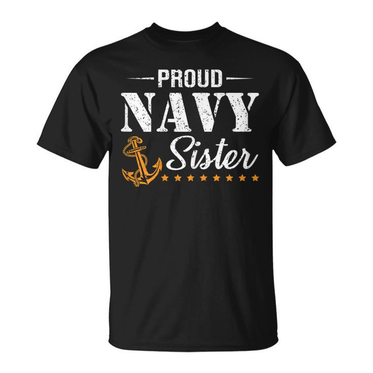Proud Navy Sister Nautical Anchor Women Girl Sis Navy Family Gift For Womens Unisex T-Shirt