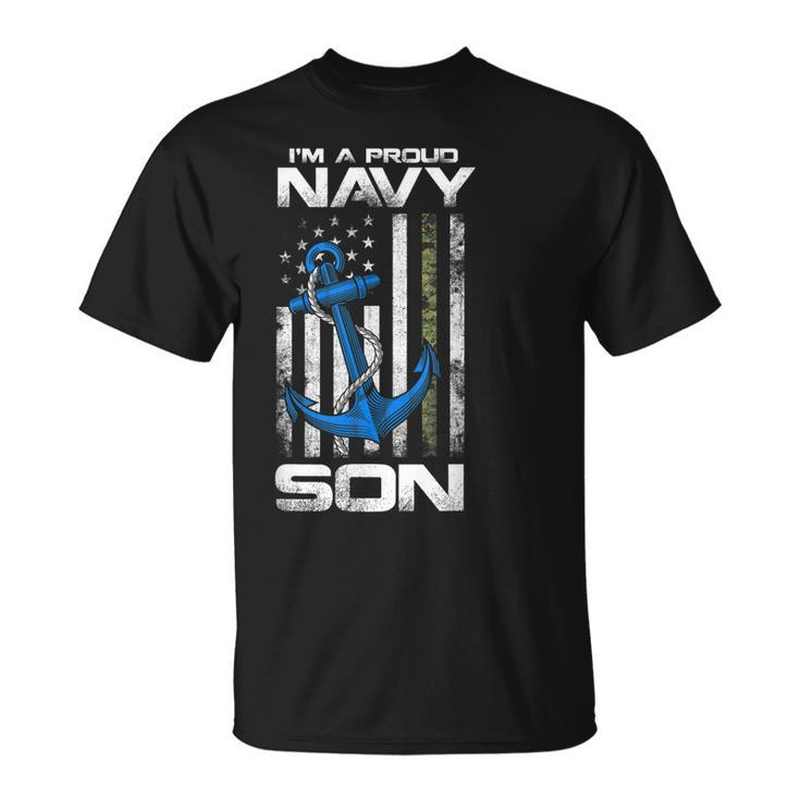 Proud Navy Son American Flag Vintage T-Shirt