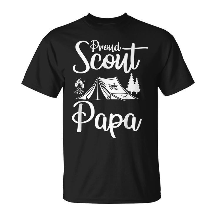 Proud Scout Papa Camping Scouting Tent Scout Dad Leader Unisex T-Shirt