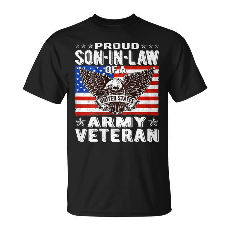 Mens Proud Son-In-Law Of Army Veteran Patriotic Military Family T-shirt