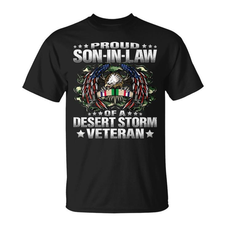 Mens Proud Son-In-Law Of A Desert Storm Veteran Vets Family T-shirt
