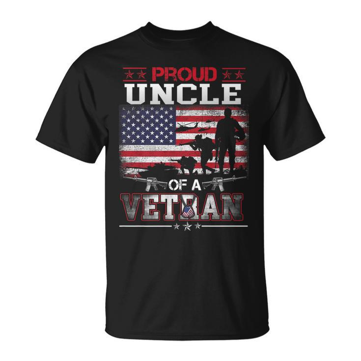 Proud Uncle Of A Veteran Vintage Flag Military Veterans Day T-Shirt
