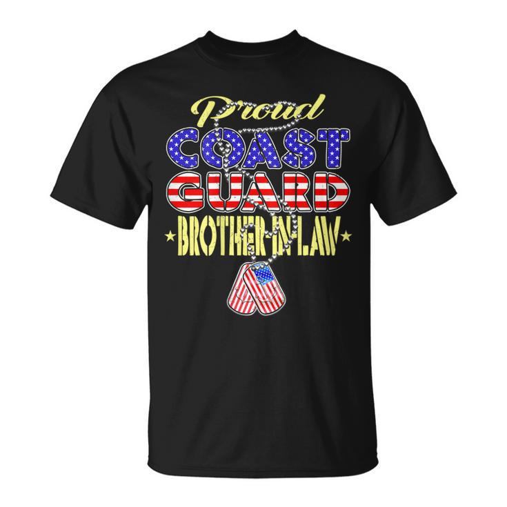 Proud Us Coast Guard Brother-In-Law Dog Tags Military Family T-Shirt