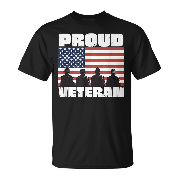 Proud Veteran Usa American Flag America Service Honor T-Shirt