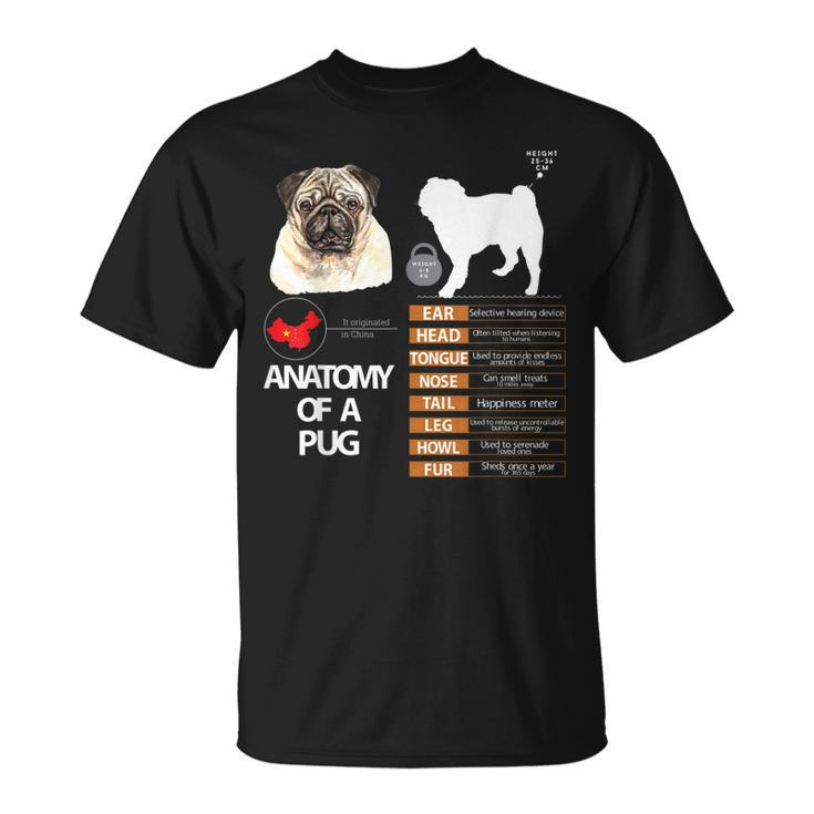 Pug Dog Anatomy Mom Grandma Dad Men Women Kids Gift Unisex T-Shirt