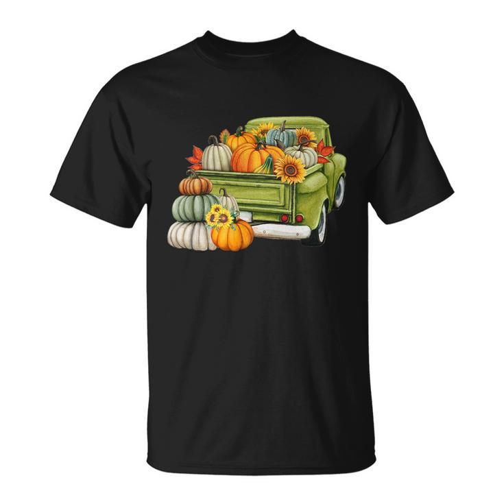 Pumpkin Fall Vintage Truck Unisex T-Shirt