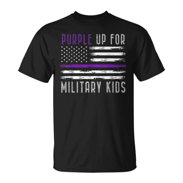 Purple Up Military Child Month 2023 Usa Flag Military Kids T-Shirt