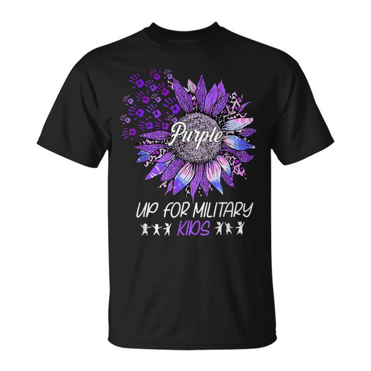 Purple Up For Military Kids Sunflower Purple Military Month Unisex T-Shirt