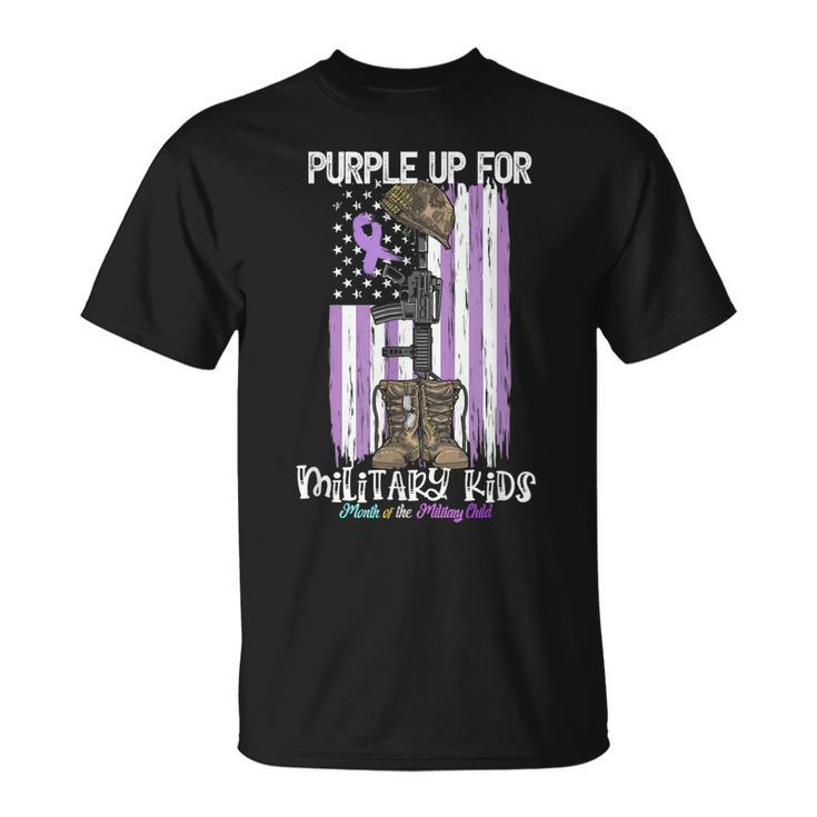 Purple Up For Military Kids Support Us Flag Military Month Unisex T-Shirt