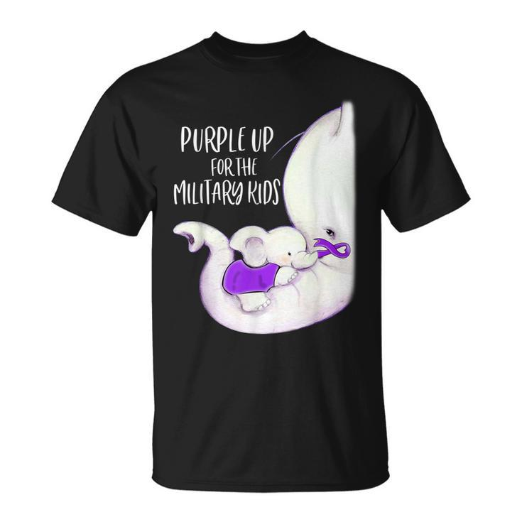Purple Up For The Military Kids Month Funny Elephant Ribbon Unisex T-Shirt