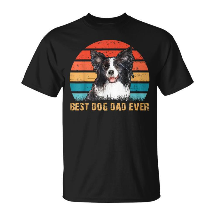 Mens Mens Quote Best Dog Dad Ever Vintage Border Collie T-Shirt