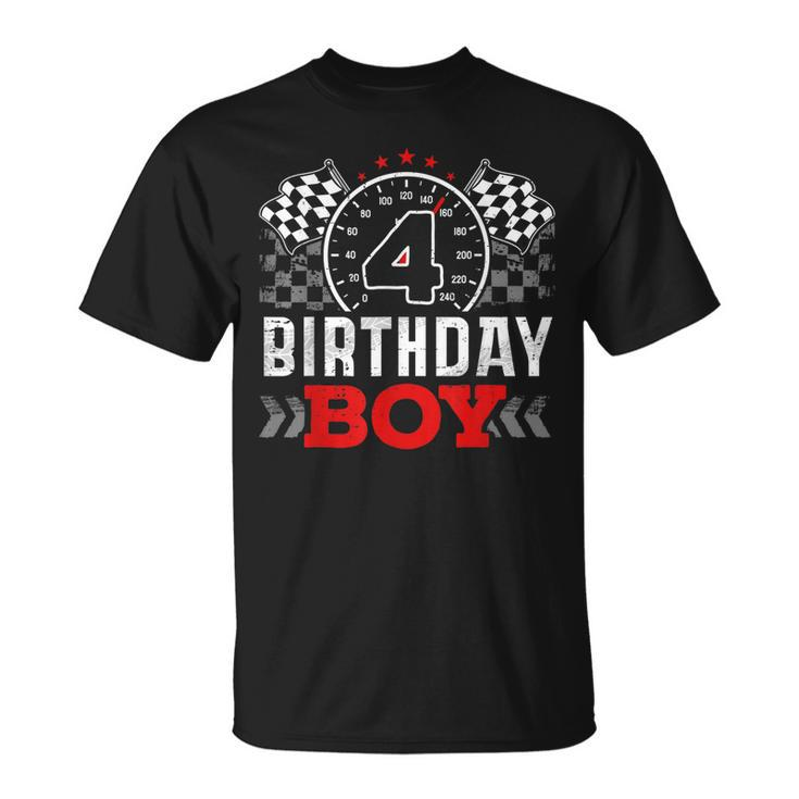 Race Car 4Th Birthday Boy Party Racing Car Driver Pit Crew Unisex T-Shirt