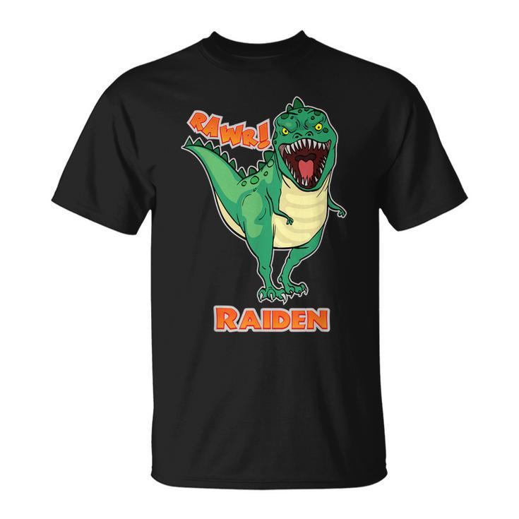 Raiden Name Personalized Custom Dinosaur Rawr T-Rex T-shirt