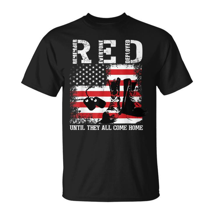 Red Friday Remember Everyone Deployed Usa Flag Army Military Unisex T-Shirt