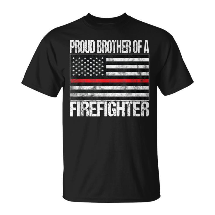 Red Line Flag Proud Brother Of A Firefighter Fireman T-Shirt