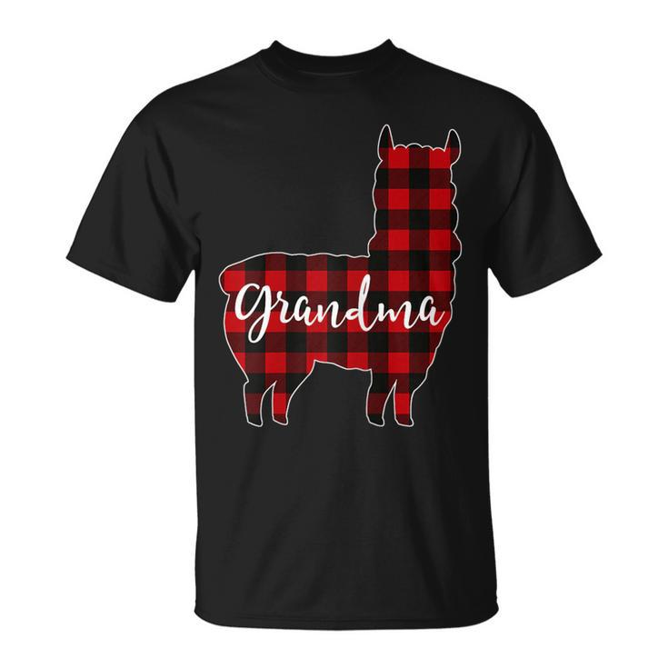 Red Plaid Grandma Llama Matching Pajama Family Buffalo Mimi Gift For Womens Unisex T-Shirt