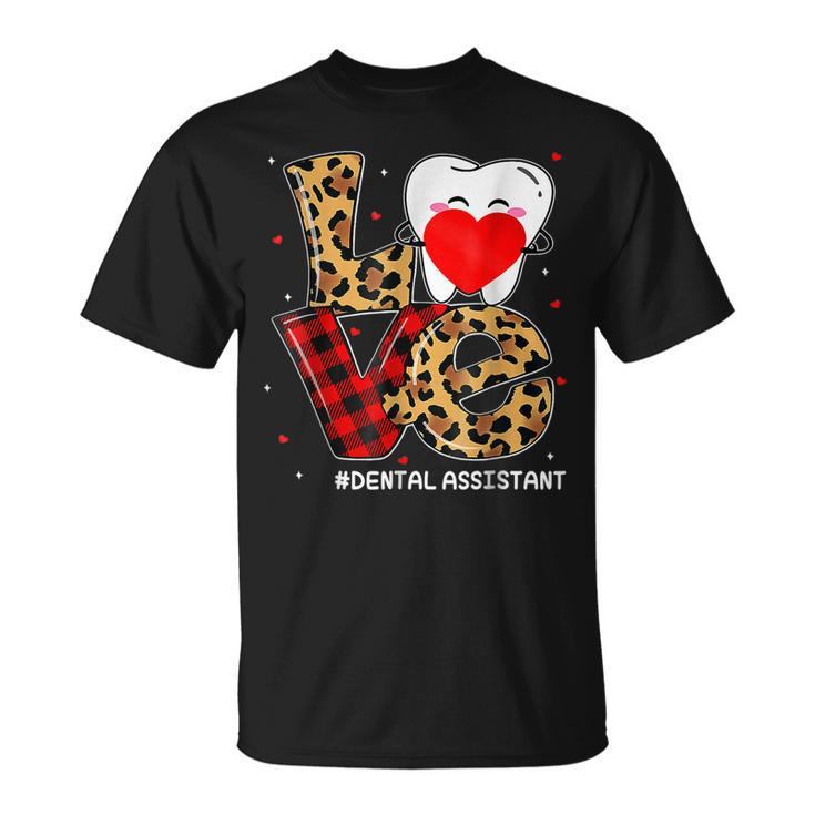 Red Plaid Leopard Cute Tooth Love Dental Valentine Christmas T-Shirt