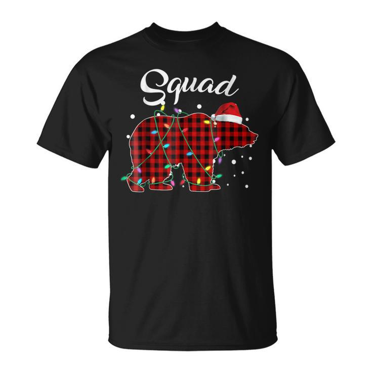 Red Plaid Squad Bear Matching Buffalo Pajama Unisex T-Shirt
