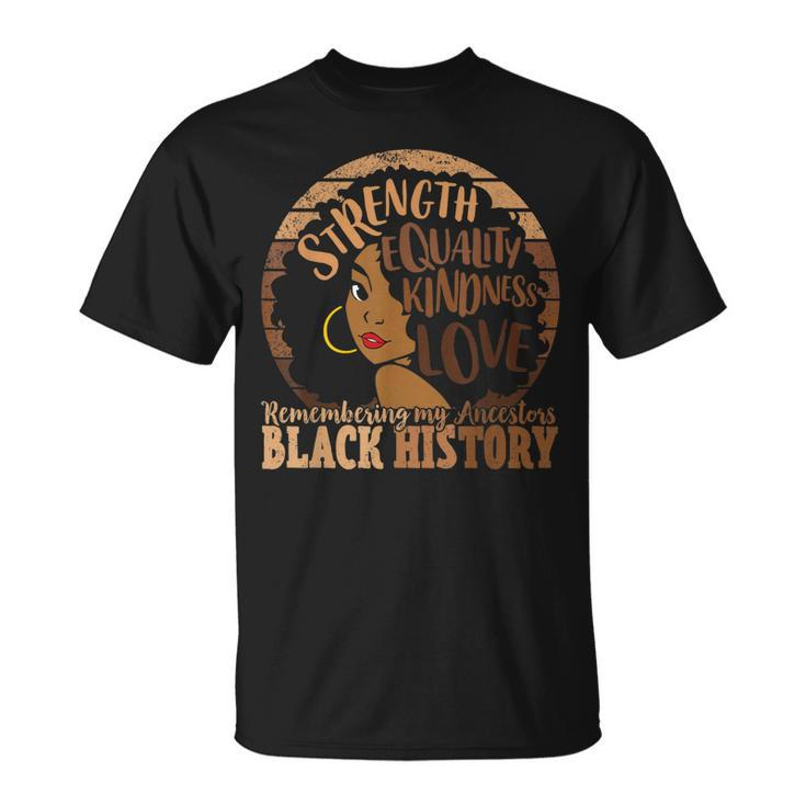 Remembering My Ancestors Black History Melanin African Roots T-Shirt