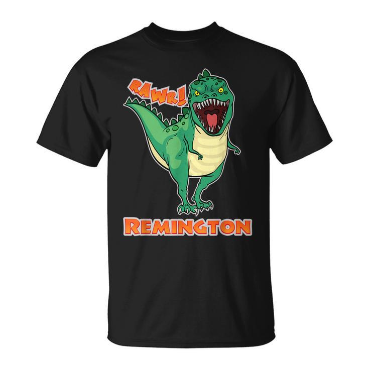 Remington Name Personalized Custom Dinosaur Rawr T-Rex T-shirt