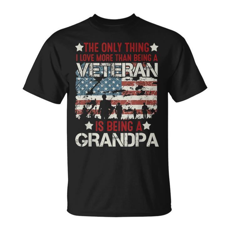 Mens Retired Military Veteran Grandfather Proud Grandpa T-shirt