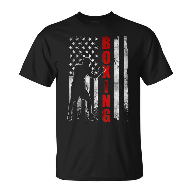 Retro American Boxing Apparel Us Flag Boxer  Unisex T-Shirt