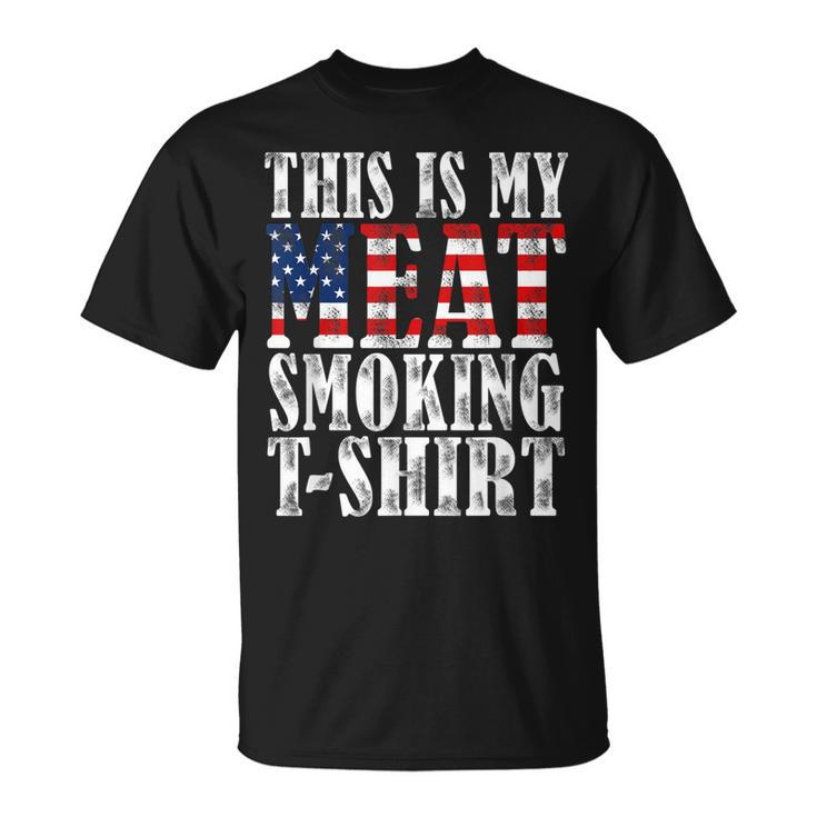 Retro Bbq Smoker Vintage Us Flag This Is My Meat Smoking  Unisex T-Shirt