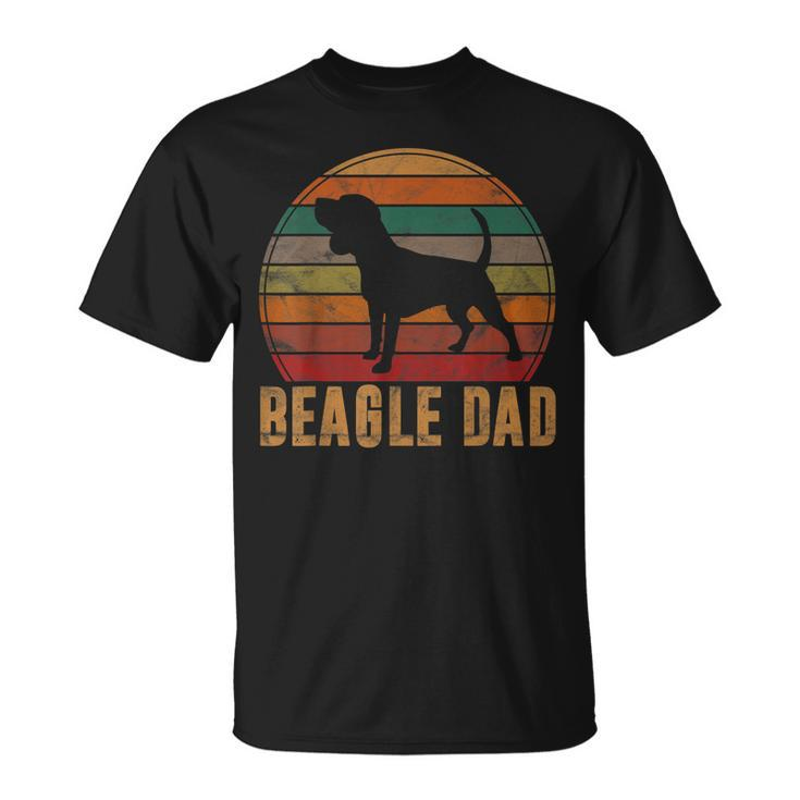 Retro Beagle Dad Dog Owner Pet Tricolor Beagle Father T-Shirt