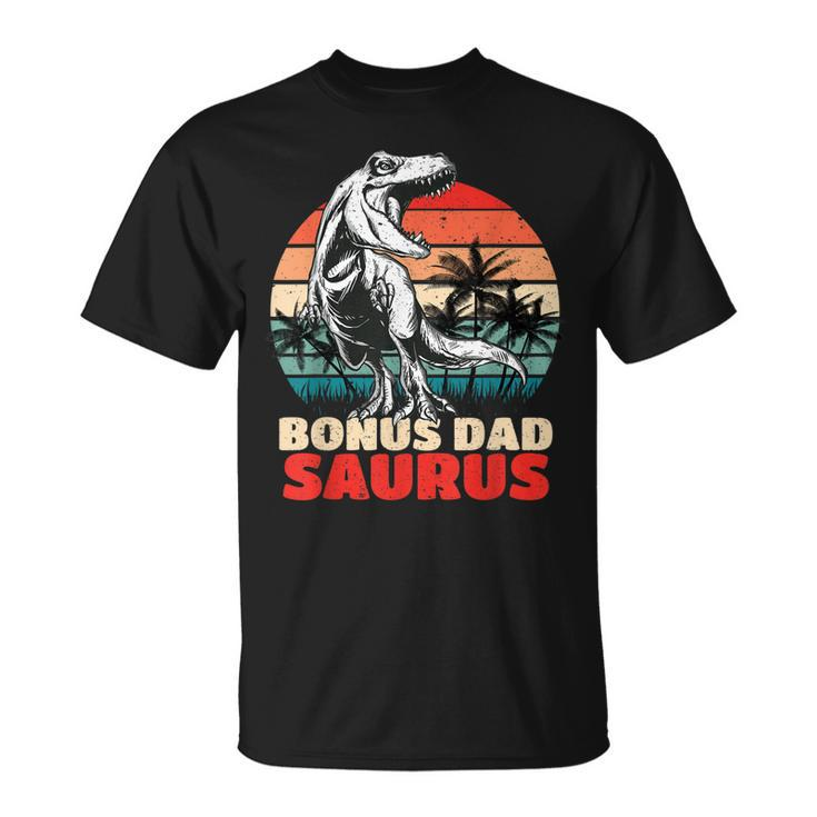 Retro Bonus Dadsaurus Rex Funny Bonus Dad Saurus Dinosaur Unisex T-Shirt