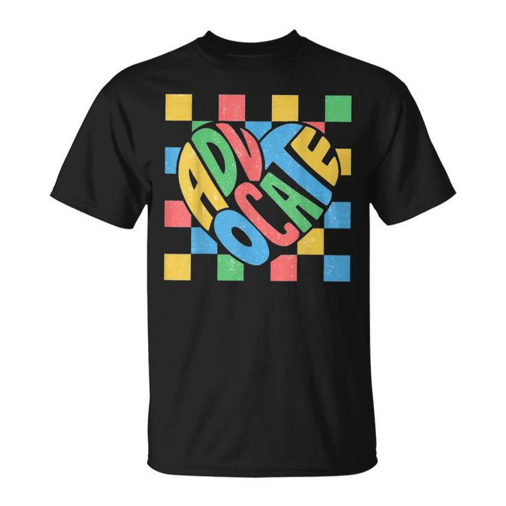Retro Cute Heart Advocate Autism Awareness Special Education  Unisex T-Shirt