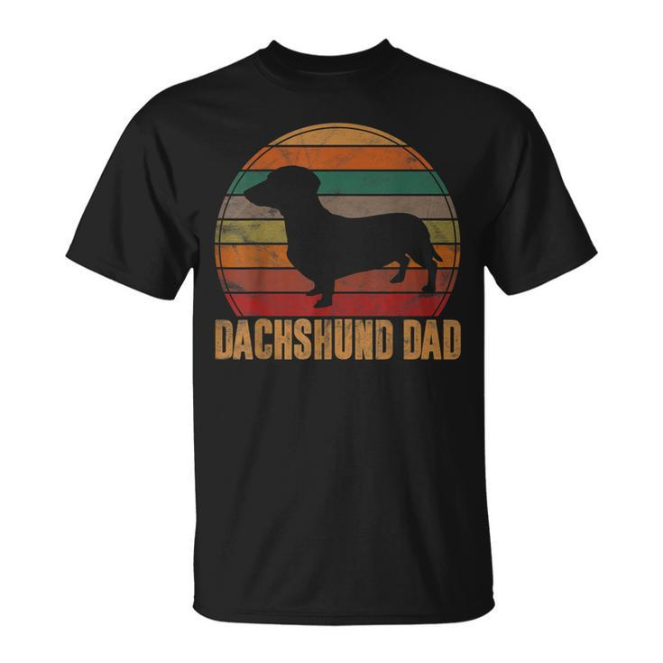 Retro Dachshund Dad Doxie Daddy Dog Owner Pet Father T-Shirt