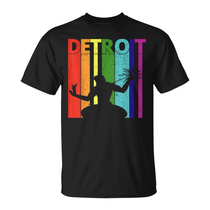 Retro Detroit Lgbtq Detroit Skyline Motown Pride T-shirt