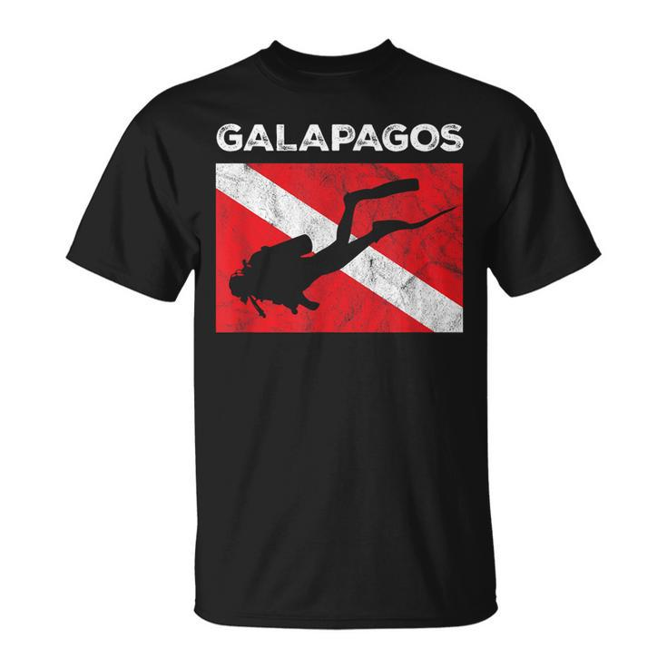 Retro Galapagos Islands Scuba Dive Vintage Dive Flag Diving T-shirt