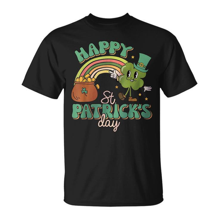 Retro Groovy Happy St Patricks Day Go Lucky Charm Shamrock  Unisex T-Shirt