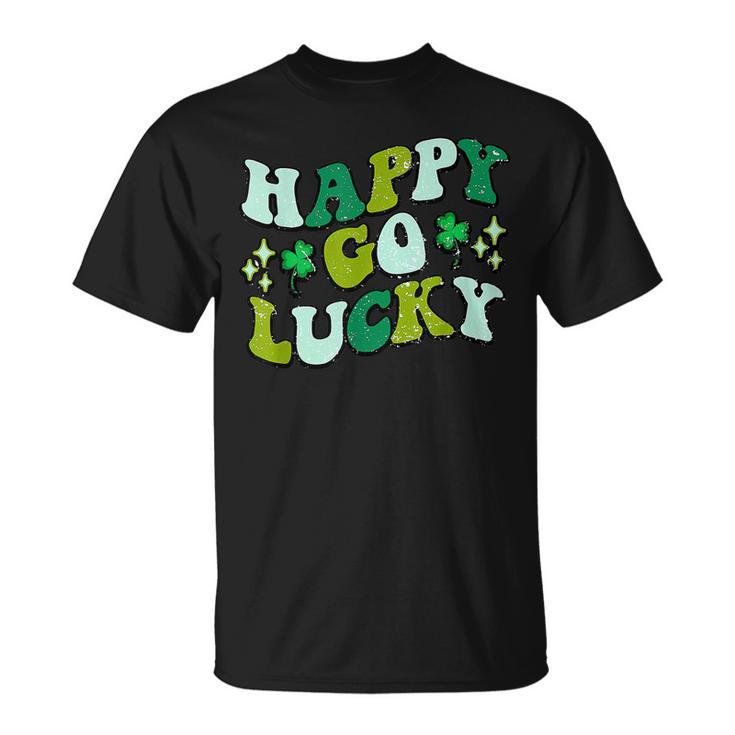 Retro Groovy Happy St Patricks Day Shamrock Lucky T-Shirt
