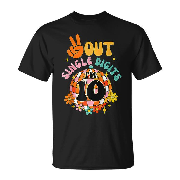 Retro Peace Out Single Digits Im 10 Year Old 10Th Birthday  Unisex T-Shirt
