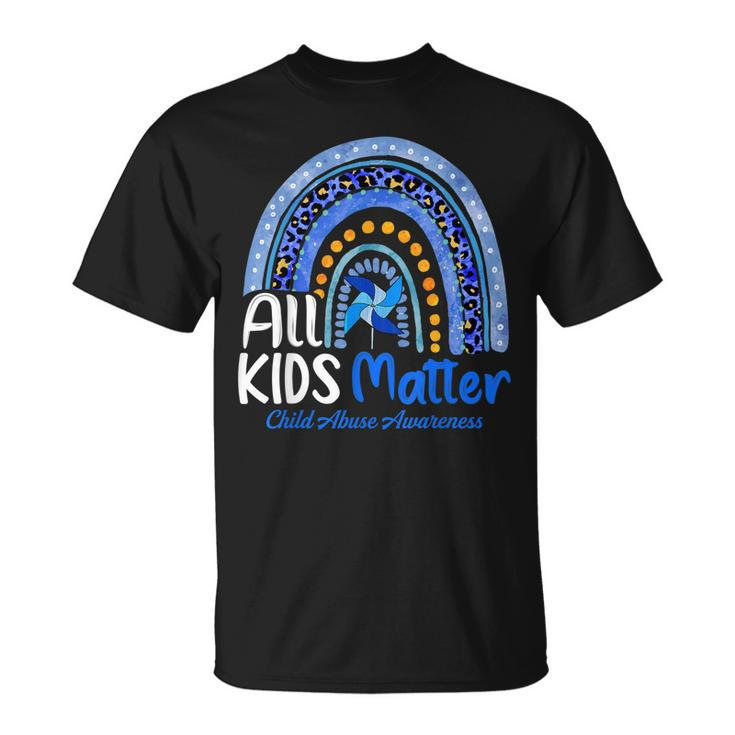 Retro Rainbow All Kids-Matter Pinwheel Child Abuse Awareness  Unisex T-Shirt