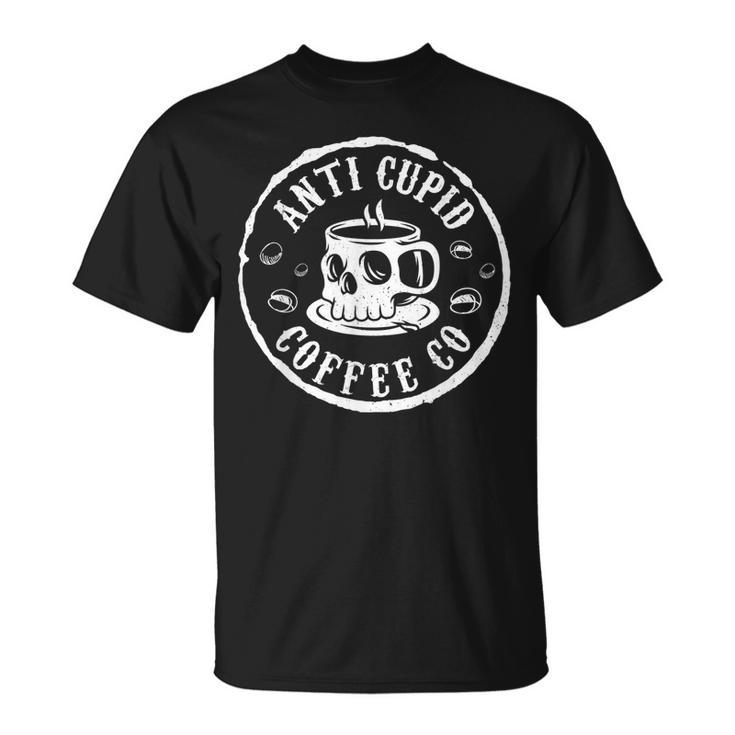 Retro Skull Anti Cupid Coffee Co Anti Valentines Day T-Shirt