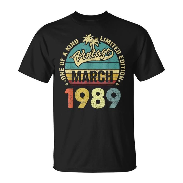 Retro Vintage 34Th Birthday Awesome Since March 1989 T-Shirt
