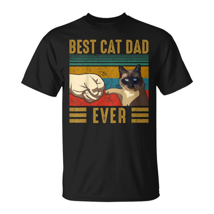 Retro Vintage Best Cat Dad Ever Fathers Day Siamese Cat Long Sleeve T-Shirt  T-Shirt