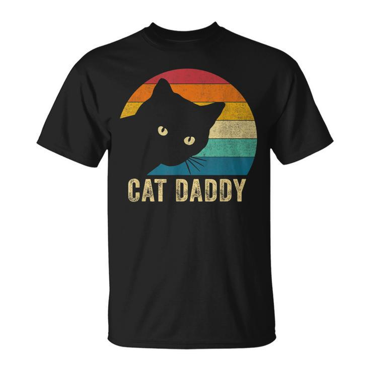 Retro Vintage Cat Daddy Funny Cat Dad Gifts Fathers Day Unisex T-Shirt