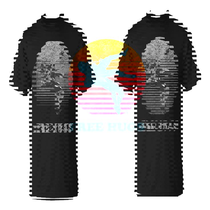 Retro Vintage Faded Cracked 70 80S Style Free Hugs Wrestling T-Shirt