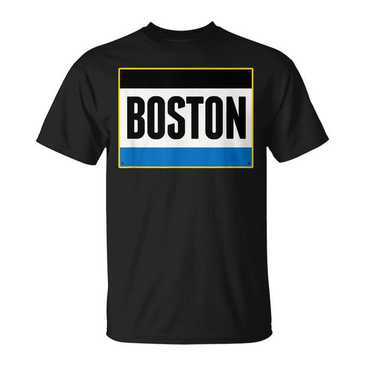 Retro Yellow Boston Massachusetts Ma Running Bib Stencil  Unisex T-Shirt