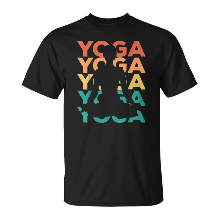 Retro Yoga Poses T-Shirt, Farbenfrohes Design für Yoga-Liebhaber
