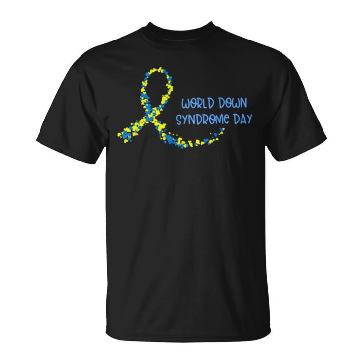 Ribbon World Down Syndrome Day V2 Unisex T-Shirt