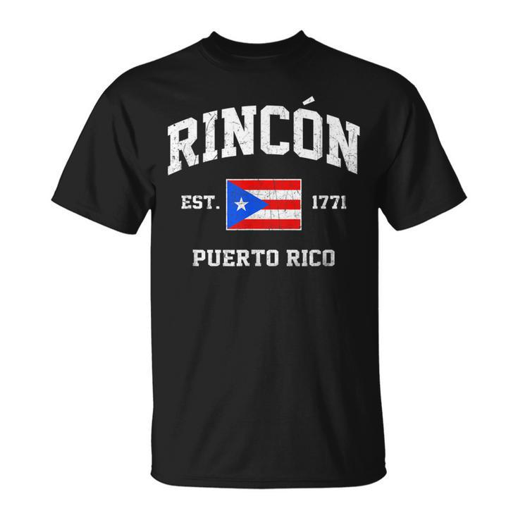 Rincón Puerto Rico Vintage Boricua Flag Athletic Style T-Shirt