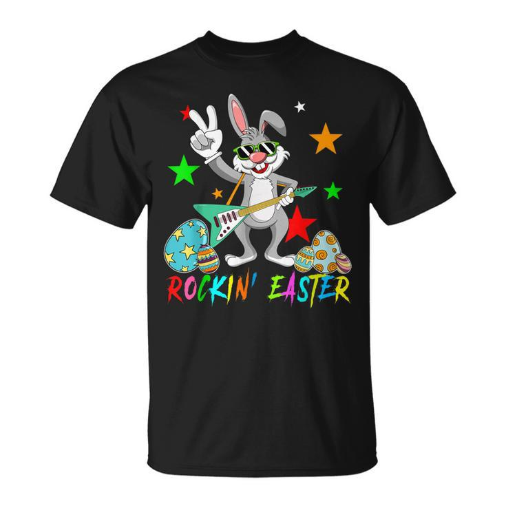 Rockin Easter Bunny Sunglasses Playing Guitar Guitarist  Unisex T-Shirt
