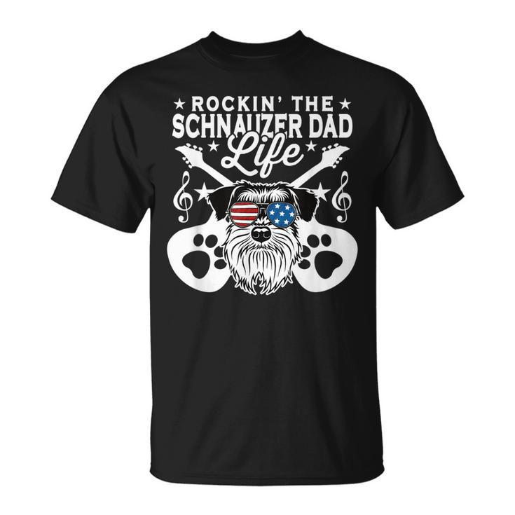Rockin The Schnauzer Dad Life Dog Lover Guitar Musician T-shirt