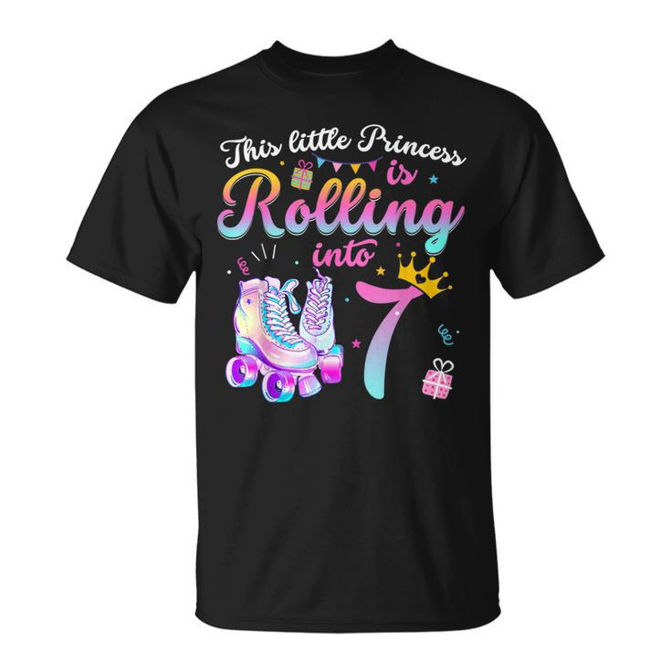 Roller Skate 7Th Birthday  7 Year Old Girl Party Outfit  Unisex T-Shirt
